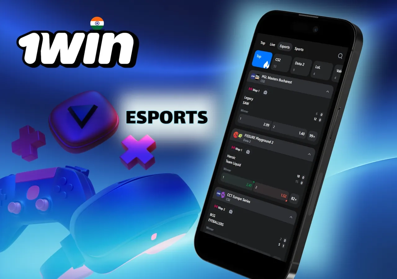 Esports betting disciplines and tournaments available on 1Win India